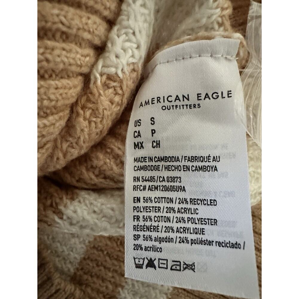 American Eagle Women's Beige & White Striped Sweater, Size Small - Picture 5 of 6